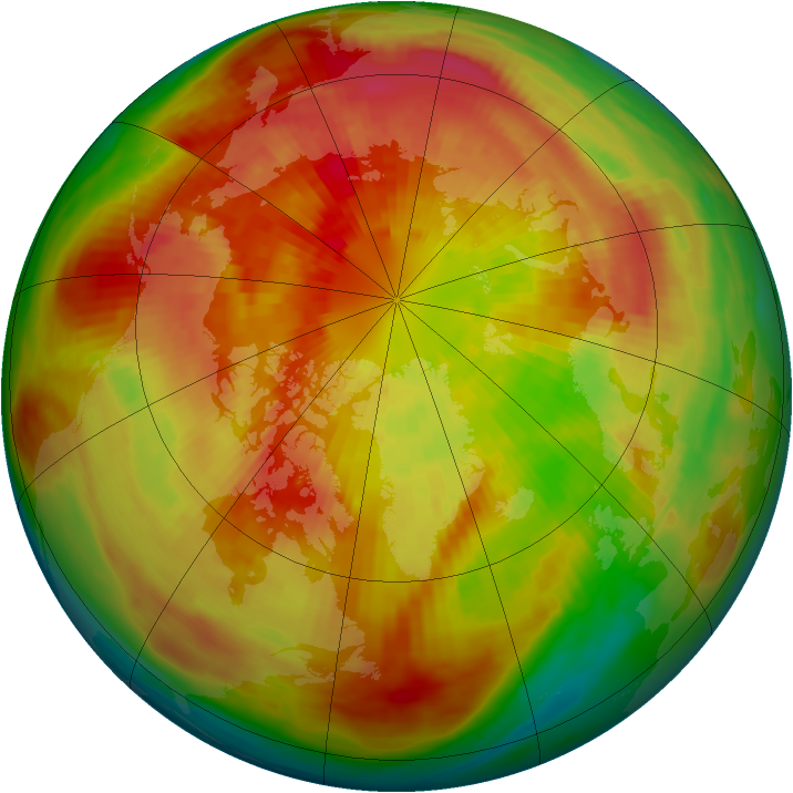 Arctic ozone map for 18 March 1991